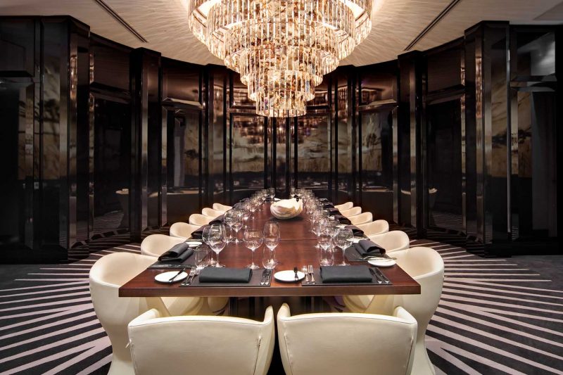 Exceptional dining area at Black by Ezard, interior design by Paul Kelly Design