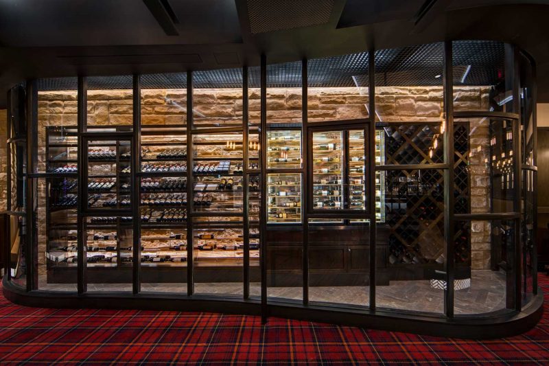 Detailed wine storage room at The Oaks, design by Paul Kelly Design