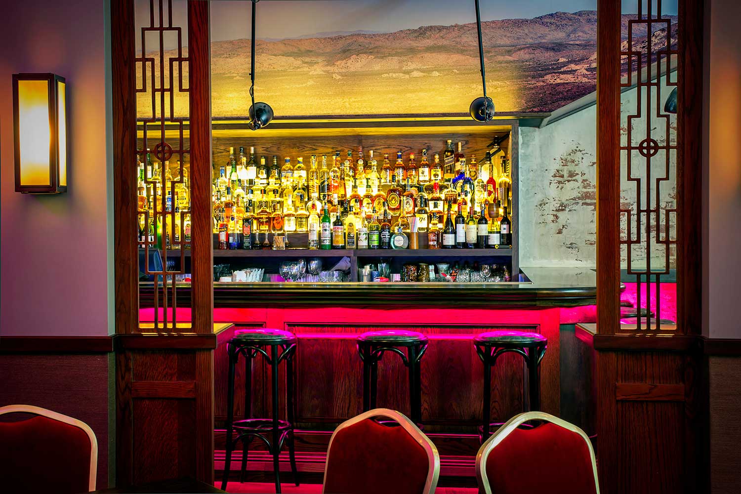 Smoking Panda photo of the bar through doorway Paul Kelly Design