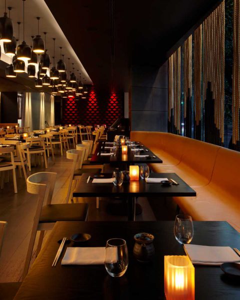 Dining spaces at Sokyo, design by Paul Kelly Design